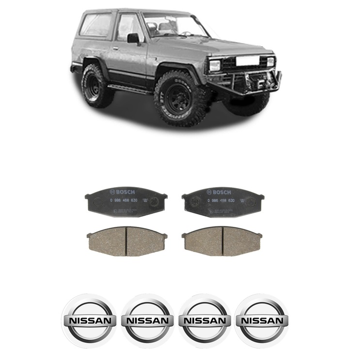 Set placute frana Fata NISSAN PATROL III/1 Hardtop (K160) 2.8 (K160) din 1980-1988, KW 88 CP 120 CMC 2753, Auto, Bosch, 4 Stickere auto cu NISSAN