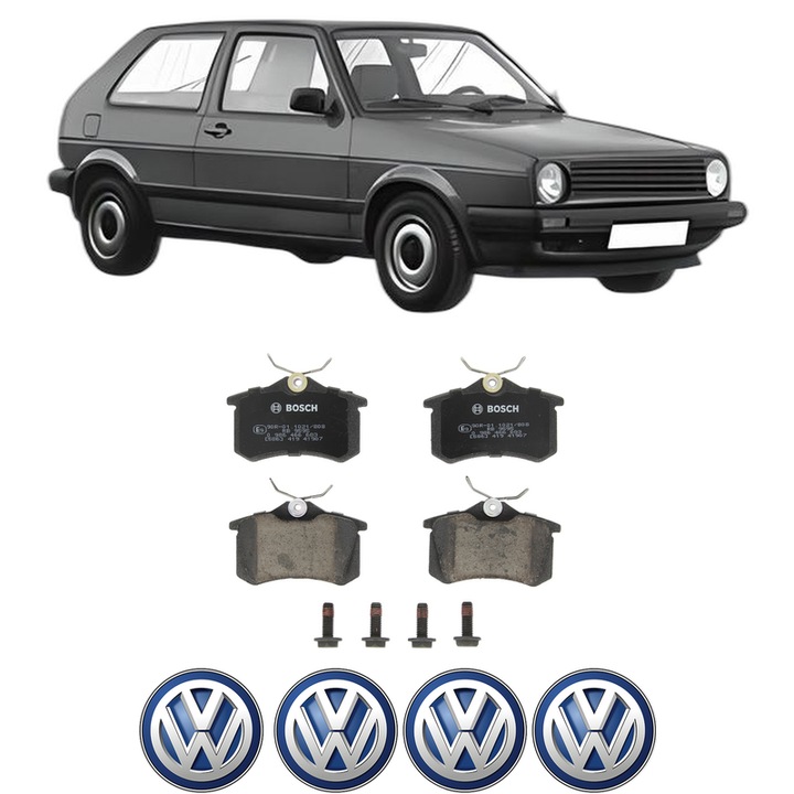 Set placute frana Spate Volkswagen GOLF II (19E, 1G1) 1.8 i Cat Syncro din 1987-1991, KW 66 CP 90 CMC 1781, Auto, Bosch, 4 Stickere auto cu Volkswagen