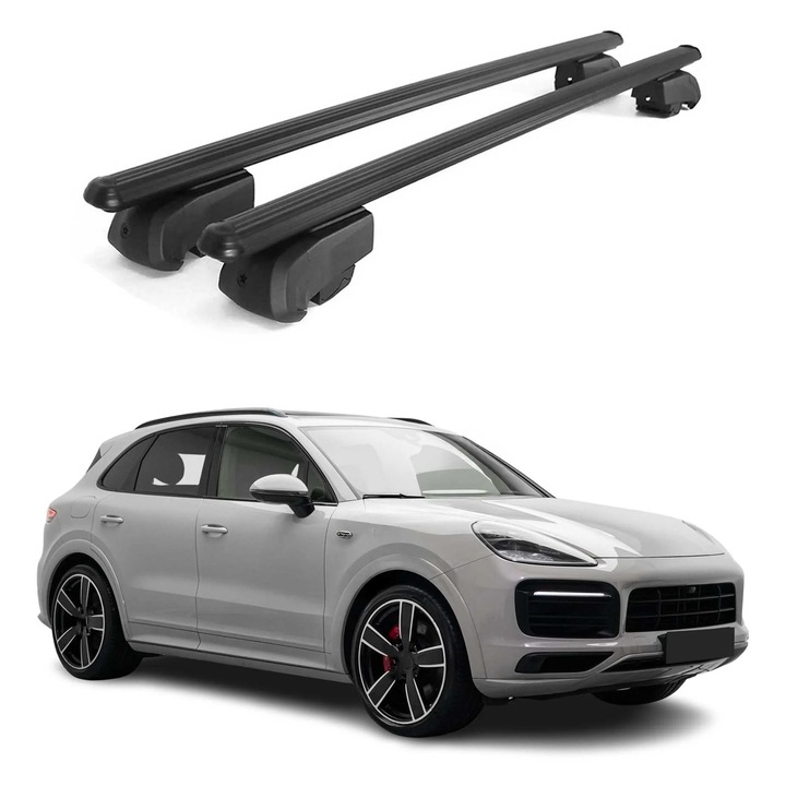 Bare transversale OMAC pentru Porsche Cayenne 2018-2023, aluminiu, negru, 75 Kg, set 2