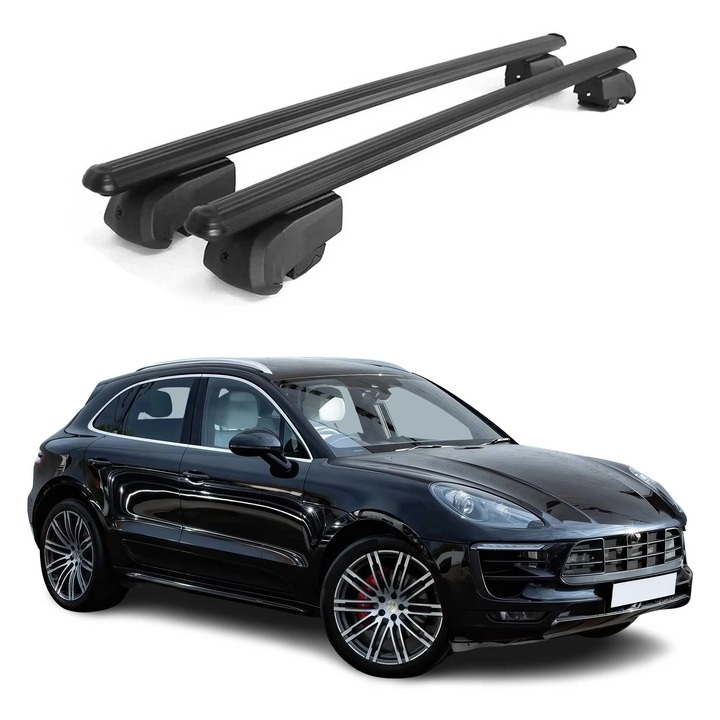 Bare transversale OMAC pentru Porsche Macan 95B, aluminiu, negru, 2 piese, capacitate 75 Kg
