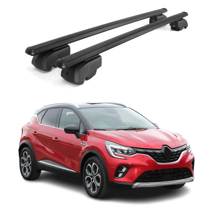 Bare transversale OMAC pentru Renault Captur 2020-2023, aluminiu, negru, 75 Kg, set 2