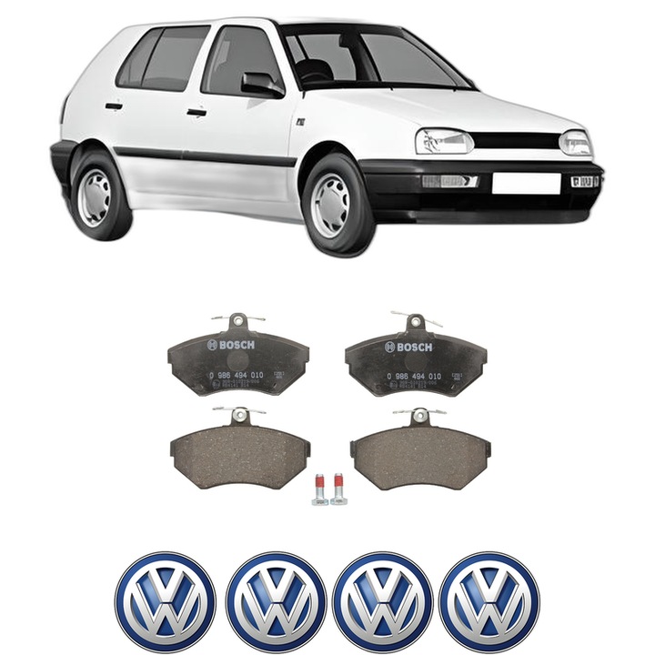 Set placute frana Fata Volkswagen GOLF III (1H1) 1.9 TDI Syncro (1HX1) din 1995-1997, KW 66 CP 90 CMC 1896, Auto, Bosch, 4 Stickere auto cu Volkswagen
