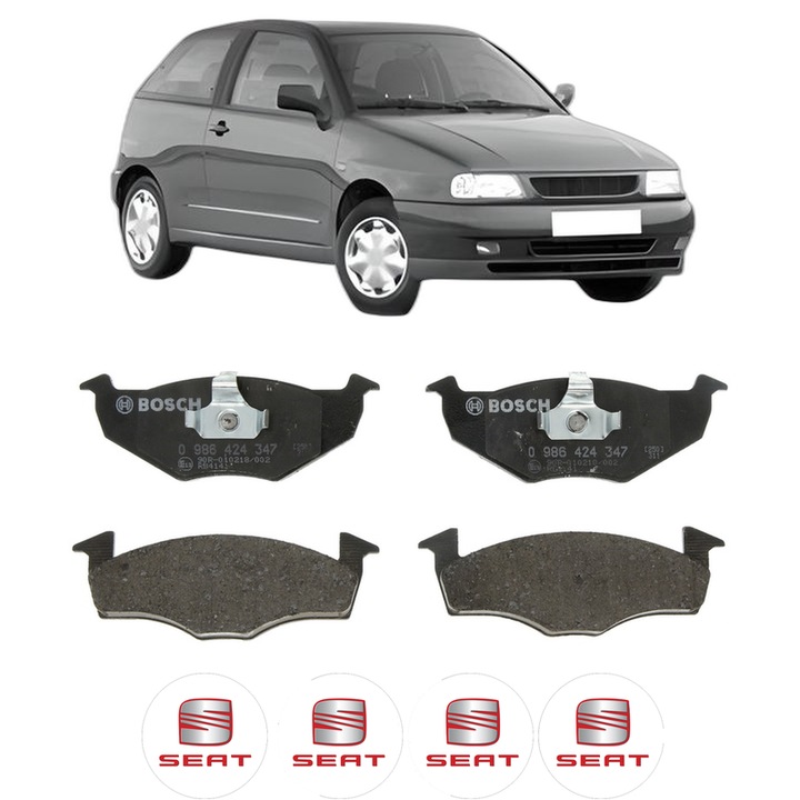 Set placute frana Fata SEAT IBIZA II (6K1) 1.6 i din 1994-1999, KW 55 CP 75 CMC 1595, Auto, Bosch, 4 Stickere auto cu SEAT