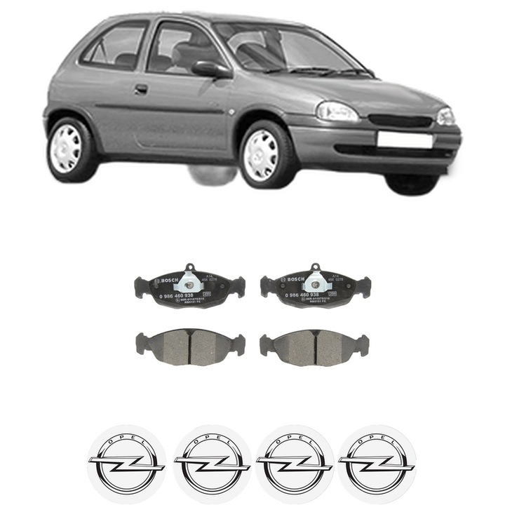 Set placute frana Fata OPEL CORSA B (S93) 1.0 i 12V (F08, F68, M68) din 1996-2000, KW 40 CP 54 CMC 973, Auto, Bosch, 4 Stickere auto cu OPEL
