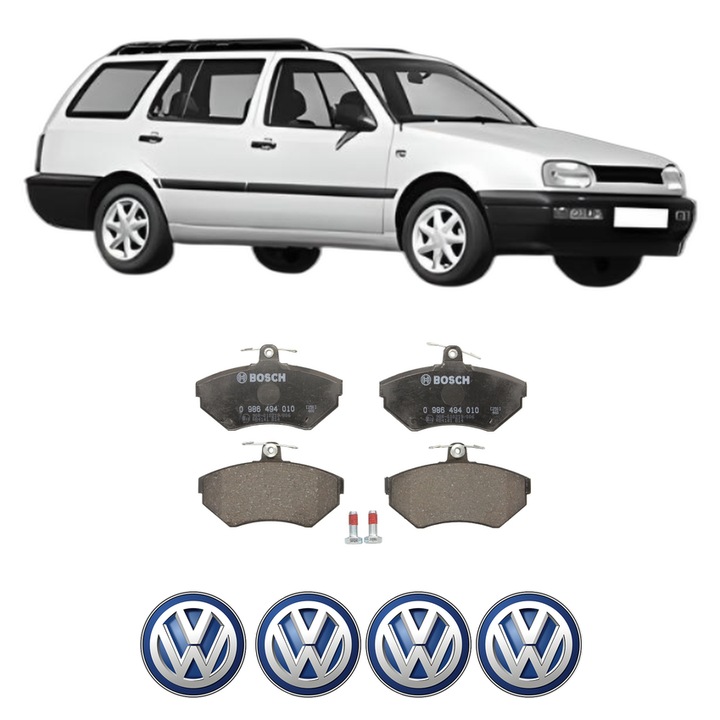 Set placute frana Fata Volkswagen GOLF III Variant (1H5) 1.9 TDI Syncro din 1995-1999, KW 66 CP 90 CMC 1896, Auto, Bosch, 4 Stickere auto cu Volkswagen