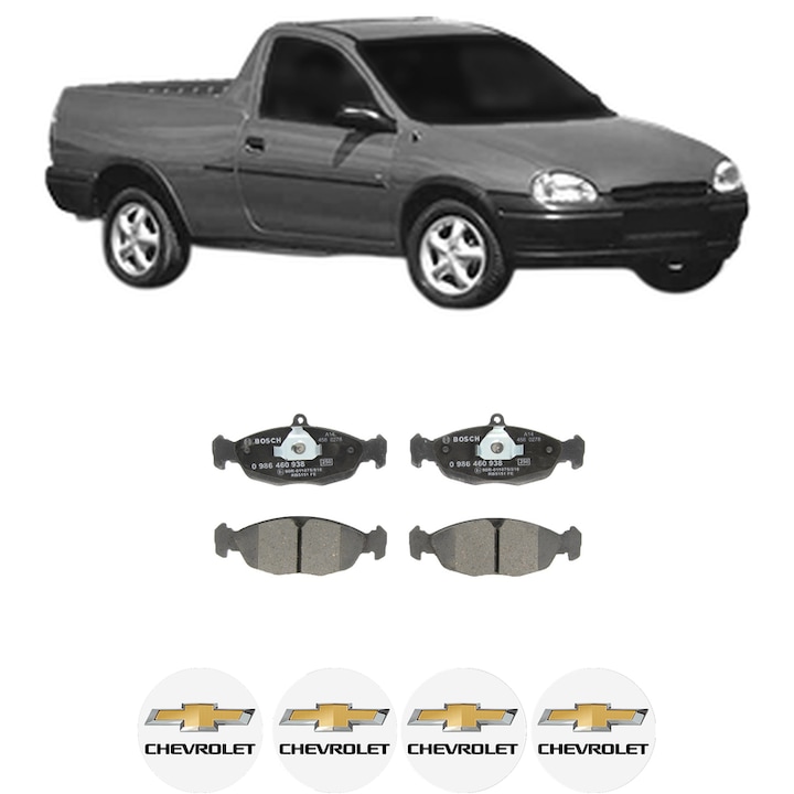 Set placute frana Fata CHEVROLET CORSA Pickup 1.7 D din 2000-2002, KW 44 CP 60 CMC 1686, Auto, Bosch, 4 Stickere auto cu CHEVROLET