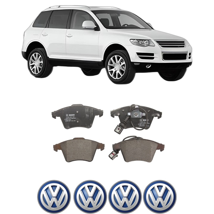 Set placute frana Fata Volkswagen TOUAREG (7LA, 7L6, 7L7) 5.0 V10 TDI din 2002-2010, KW 230 CP 313 CMC 4921, Auto, Bosch, 4 Stickere auto cu Volkswagen