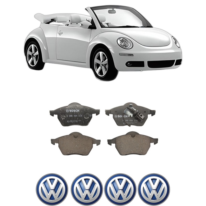 Set placute frana Fata Volkswagen NEW BEETLE Convertible (1Y7) 1.6 din 2003-2010, KW 75 CP 102 CMC 1595, Auto, Bosch, 4 Stickere auto cu Volkswagen