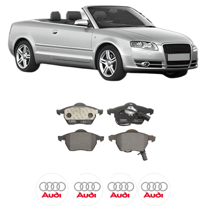 Set placute frana Fata AUDI A4 B6 Convertible (8H7) 3.0 din 2002-2005, KW 160 CP 218 CMC 2976, Auto, Bosch, 4 Stickere auto cu AUDI