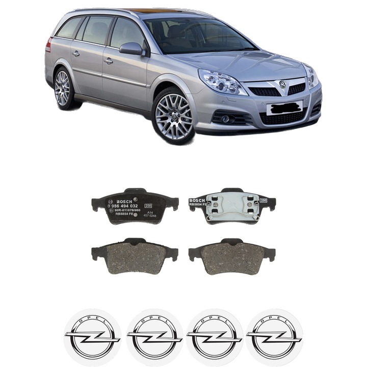 Set placute frana Spate OPEL VECTRA C Estate (Z02) 1.9 CDTI (F35) din 2004-2009, KW 88 CP 120 CMC 1910, Auto, Bosch, 4 Stickere auto cu OPEL