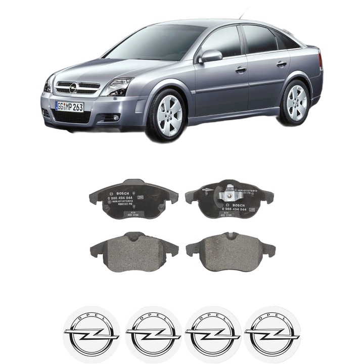 Set placute frana Fata OPEL VECTRA C GTS (Z02) 1.9 CDTI (F68) din 2004-2009, KW 88 CP 120 CMC 1910, Auto, Bosch, 4 Stickere auto cu OPEL