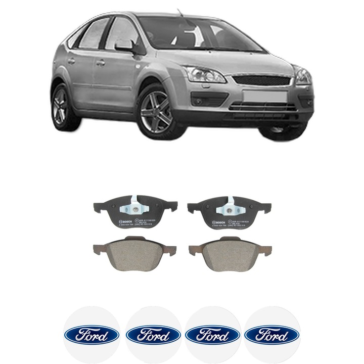 Set placute frana Fata FORD FOCUS II (DA_, HCP, DP) 1.6 TDCi din 2004-2012, KW 80 CP 109 CMC 1560, Auto, Bosch, 4 Stickere auto cu FORD