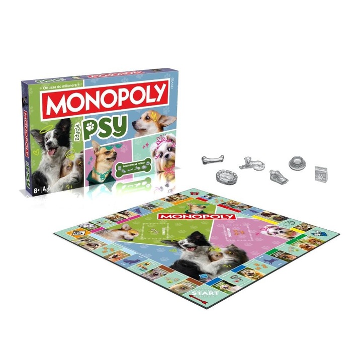 Monopoly társasjáték, Winning Moves, Psy 2025, 2-6 játékos, 8+, lengyel nyelvű