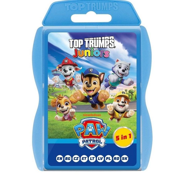 Társasjátékok, Winning Moves, Top Trumps Junior Mancs őrjárat, 5 játék 1-ben, 33 kártya, többszínű