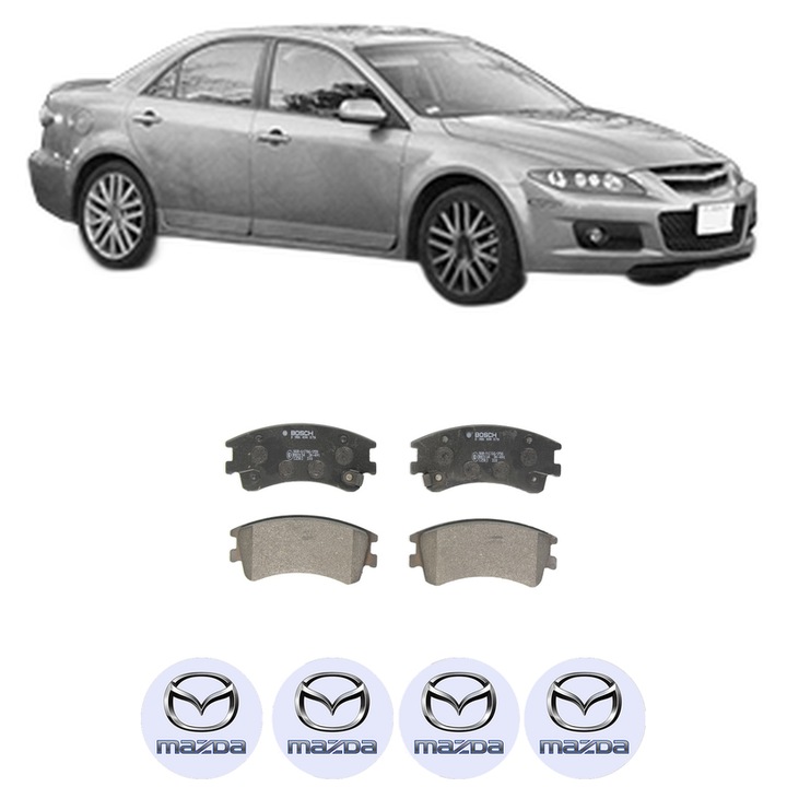 Set placute frana Fata MAZDA 6 Hatchback (GG) 1.8 din 2002-2007, KW 88 CP 120 CMC 1798, Auto, Bosch, 4 Stickere auto cu MAZDA