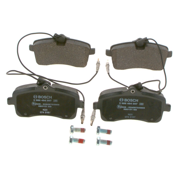 Bosch első fékbetét készlet, 4 darab, 131,5x66,9x19,4mm, Low-Metallic anyag, 0986494097