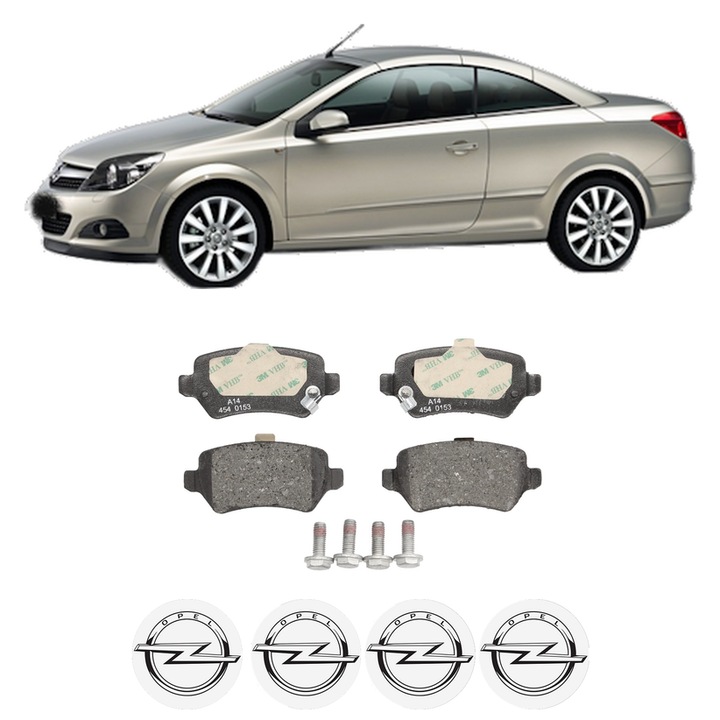 Set placute frana Spate OPEL ASTRA H TwinTop (A04) 1.6 Turbo (L67) din 2007-2010, KW 132 CP 180 CMC 1598, Auto, Bosch, 4 Stickere auto cu OPEL