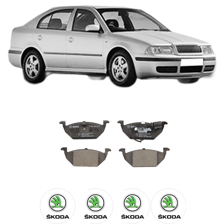 Set placute frana Fata SKODA OCTAVIA I (1U2) 1.9 TDI din 2002-2004, KW 96 CP 130 CMC 1896, Auto, Bosch, 4 Stickere auto cu SKODA