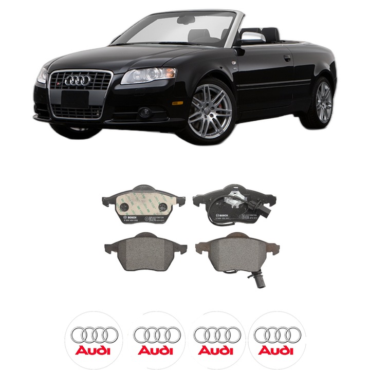 Set placute frana Fata AUDI A4 B7 Convertible (8HE) 3.0 TDI quattro din 2006-2009, KW 171 CP 233 CMC 2967, Auto, Bosch, 4 Stickere auto cu AUDI