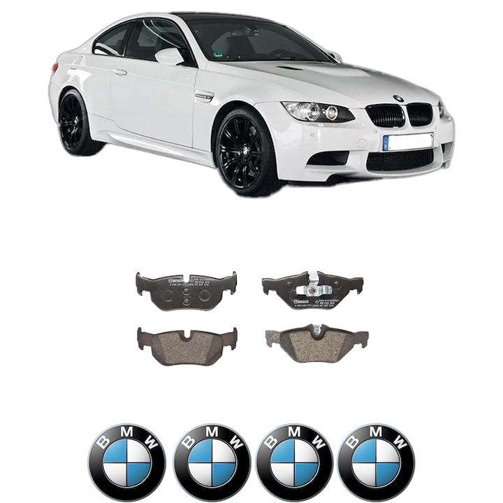 Set placute frana Spate BMW Seria 3 Coupe (E92) 320 d din 2007-2013, KW 120 CP 163 CMC 1995, Auto, Bosch, 4 Stickere auto cu BMW