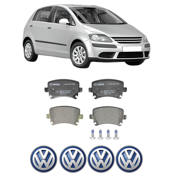 Set placute frana Spate Volkswagen GOLF PLUS V (5M1, 521) 1.4 TSI din 2006-2008, KW 125 CP 170 CMC 1390, Auto, Bosch, 4 Stickere auto cu Volkswagen