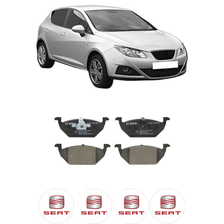 Set placute frana Fata SEAT IBIZA IV (6J5, 6P1) 2.0 TDI din 2010-2015, KW 105 CP 143 CMC 1968, Auto, Bosch, 4 Stickere auto cu SEAT