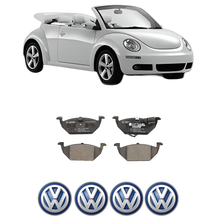 Set placute frana Fata Volkswagen BEETLE Convertible (5C7, 5C8) 1.6 TDI din 2011-2016, KW 77 CP 105 CMC 1598, Auto, Bosch, 4 Stickere auto cu Volkswagen