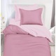 Set Lenjerie CHIRASO BICOLOR, Finet, 1 Persoană, 4 Piese, Roz Prafuit-Roz Pal, Cearceaf cu Elastic 140x200cm, Husa Pilota 160x200cm, 2 Fete Perna 50x70cm