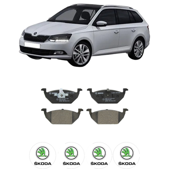 Set placute frana Fata SKODA FABIA III Estate (NJ5) 1.6 din 2015-2022, KW 81 CP 110 CMC 1598, Auto, Bosch, 4 Stickere auto cu SKODA
