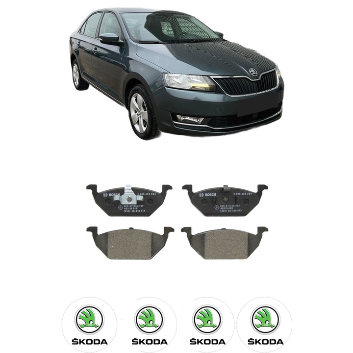 Fékbetét készlet első SKODA RAPID (NH3, NK3, NK6) 1.0 TSI, 2017-2019, KW 70 LE 95 CMC 999, Auto, Bosch, 4 db SKODA autós matrica