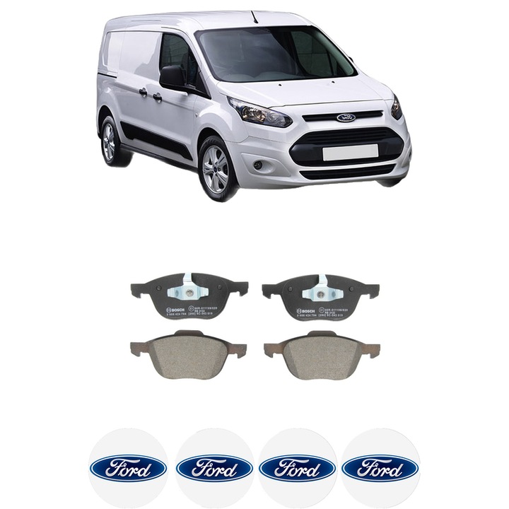 Set placute frana Fata FORD TRANSIT CONNECT V408 Box Body/MPV 1.5 TDCi din 2015, KW 88 CP 120 CMC 1499, Auto, Bosch, 4 Stickere auto cu FORD