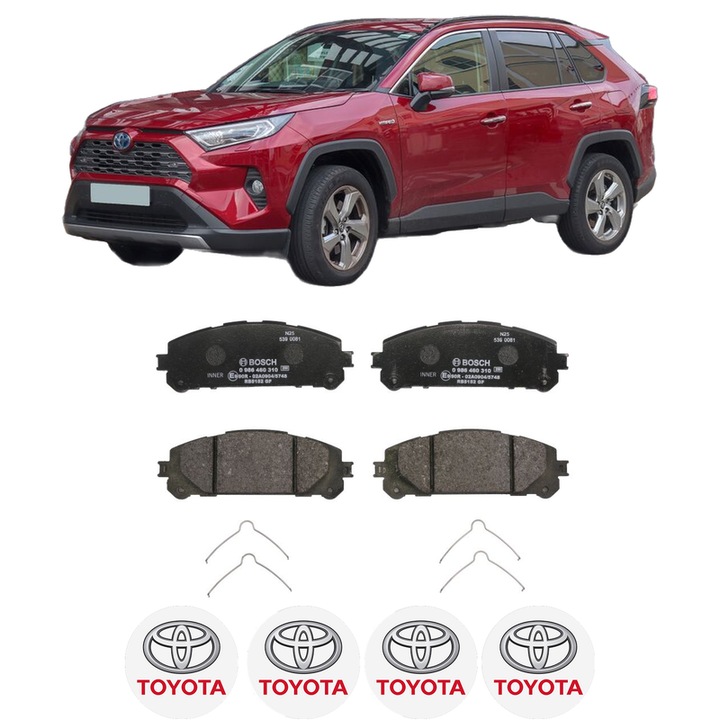 Set placute frana Fata TOYOTA RAV 4 IV (_A4_) 2.5 Hybrid 4WD (AVA44, AVA44_) din 2015-2018, KW 145 CP 197 CMC 2494, Auto, Bosch, 4 Stickere auto cu TOYOTA