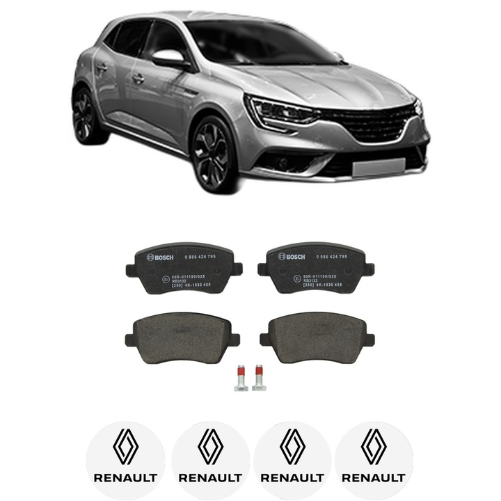 Set placute frana Fata RENAULT MEGANE IV Hatchback (B9A/M/N_) 1.5 dCi 90 (B9A1) din 2015, KW 66 CP 90 CMC 1461, Auto, Bosch, 4 Stickere auto cu RENAULT