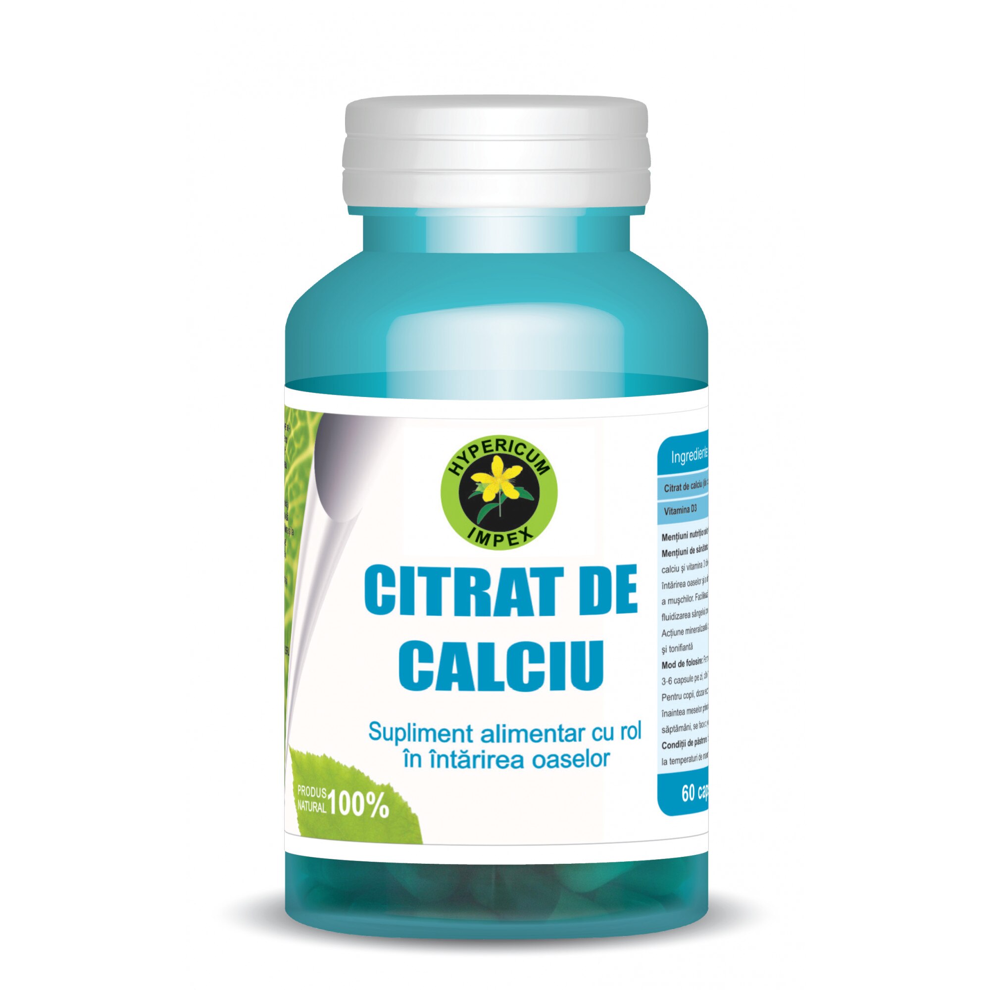Capsule Citrat de calciu biologic 60 cps Hypericum Impex