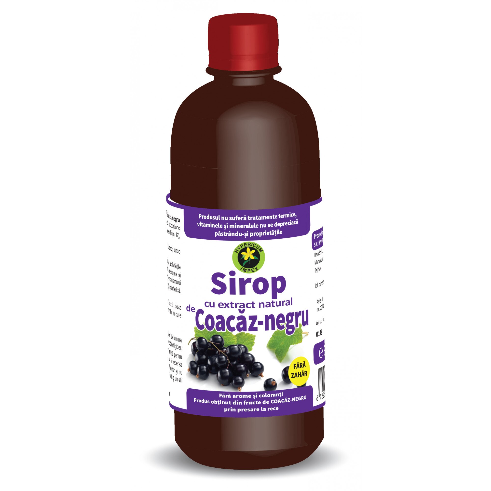 Sirop Coacaz negru fara zahar 500 ml Hypericum Impex