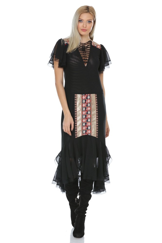 Rochie neagra din tul Liza Panait M-50E