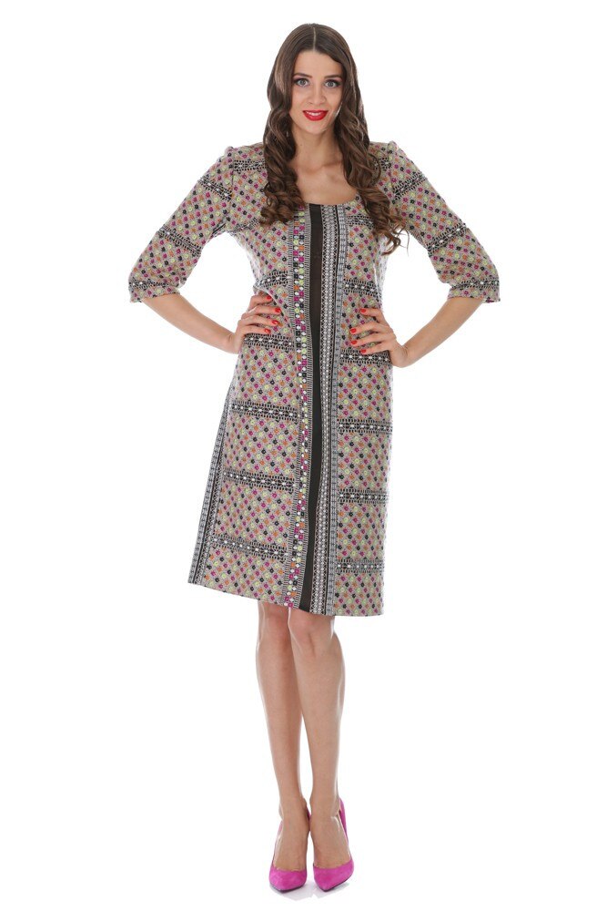 Rochie multicolora din voal brodat Liza Panait M-52E