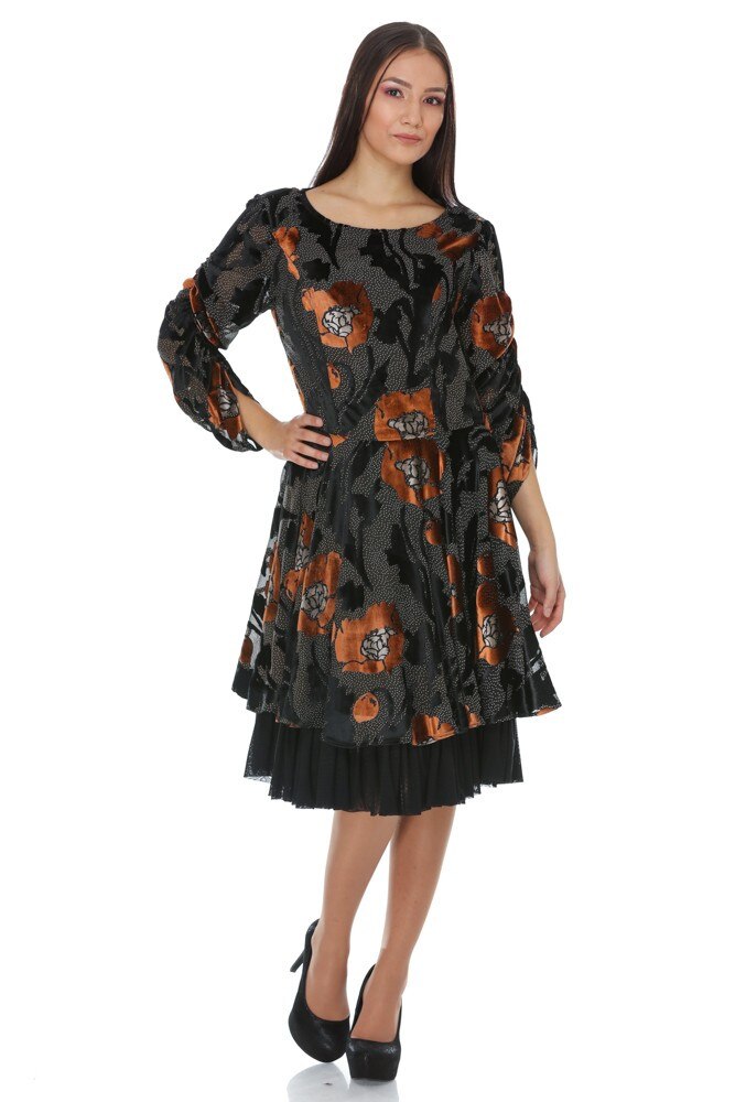 Rochie neagra din catifea Liza Panait M-41E