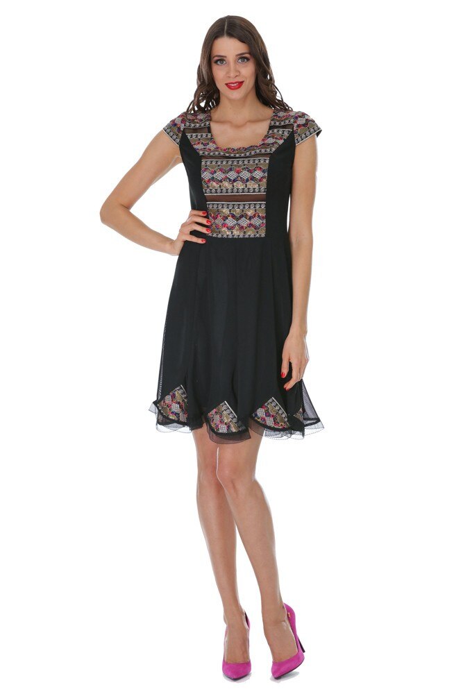 Rochie tul negru cu dantela Liza Panait M-60E