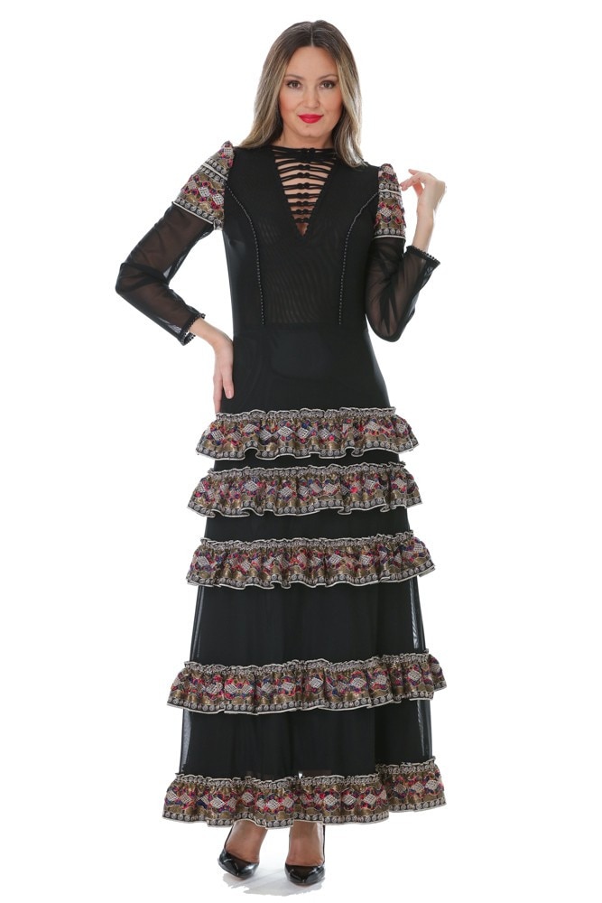 Rochie tul negru cu dantela Liza Panait M57E