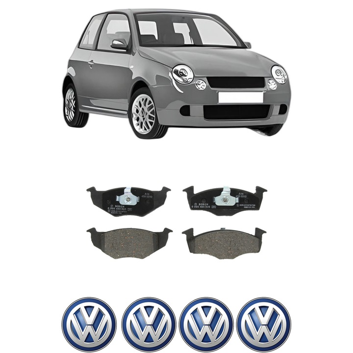 Set placute frana Fata Volkswagen LUPO I (6X1, 6E1) 1.4 16V din 1998-2005, KW 55 CP 75 CMC 1390, Auto, Bosch, 4 Stickere auto cu Volkswagen