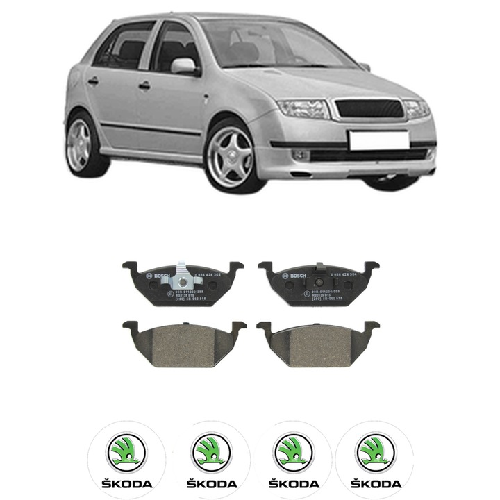 Set placute frana Fata SKODA FABIA I (6Y2) 1.9 TDI din 2000-2008, KW 74 CP 100 CMC 1896, Auto, Bosch, 4 Stickere auto cu SKODA