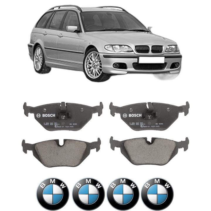 Set placute frana Spate BMW Seria 3 Touring (E46) 318 d din 2002-2003, KW 85 CP 115 CMC 1951, Auto, Bosch, 4 Stickere auto cu BMW