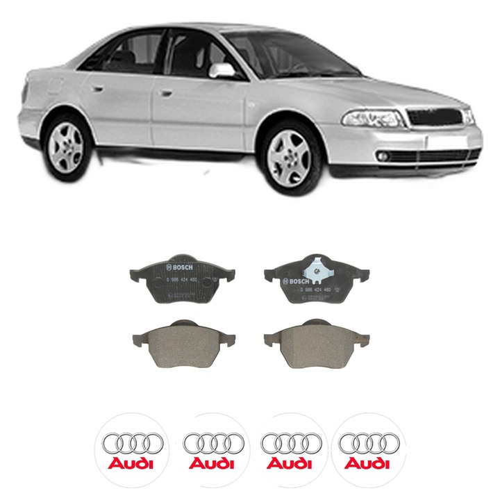 Set placute frana Fata AUDI A4 B5 (8D2) 1.6 din 1994-2000, KW 74 CP 100 CMC 1595, Auto, Bosch, 4 Stickere auto cu AUDI