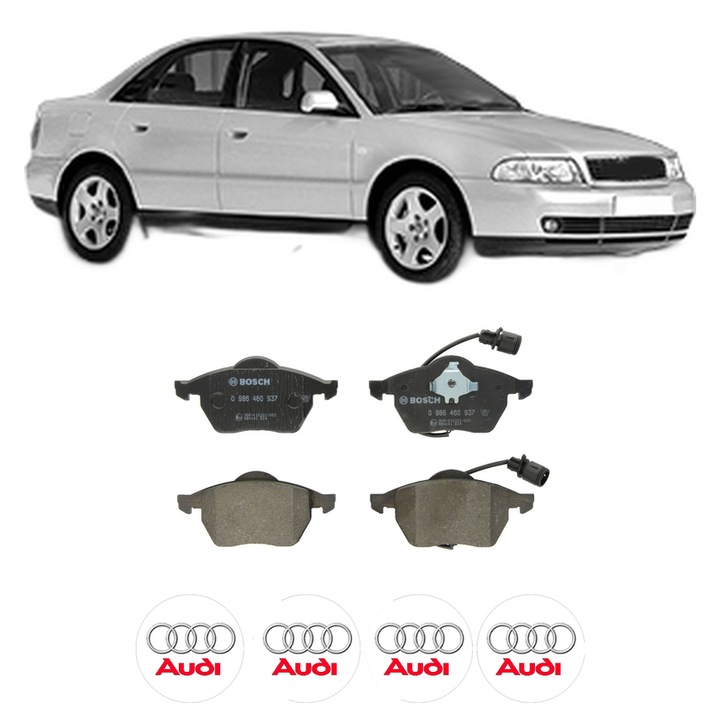 Set placute frana Fata AUDI A4 B5 (8D2) 1.8 din 1994-2000, KW 92 CP 125 CMC 1781, Auto, Bosch, 4 Stickere auto cu AUDI