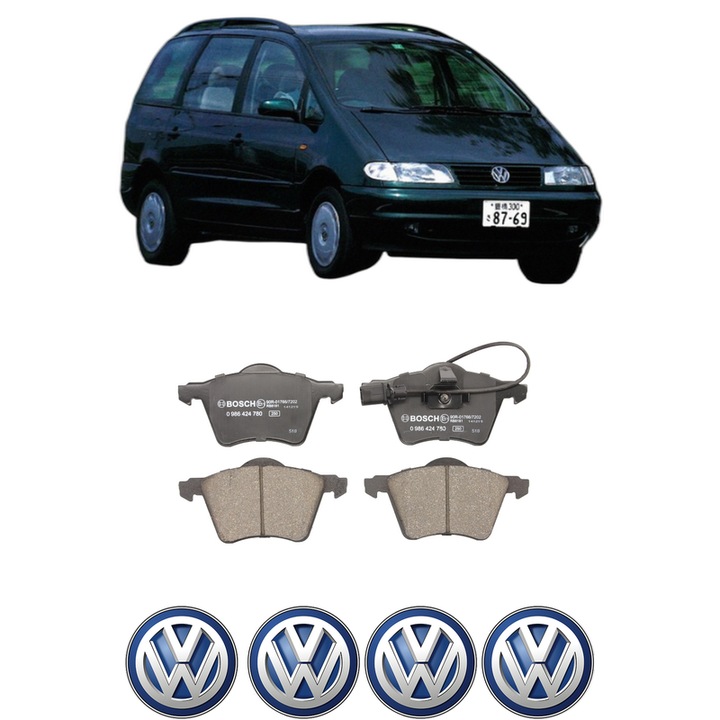 Set placute frana Fata Volkswagen SHARAN VAN (7M_) 1.9 TDI (7M9) din 2002-2003, KW 96 CP 131 CMC 1896, Auto, Bosch, 4 Stickere auto cu Volkswagen