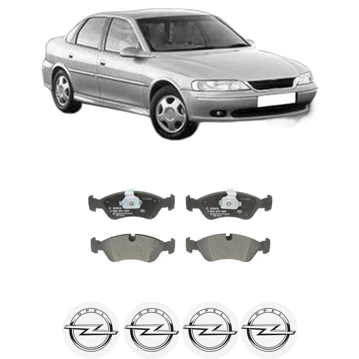 Set placute frana Fata OPEL VECTRA B (J96) 1.6 i 16V (F19) din 1995-2002, KW 74 CP 100 CMC 1598, Auto, Bosch, 4 Stickere auto cu OPEL