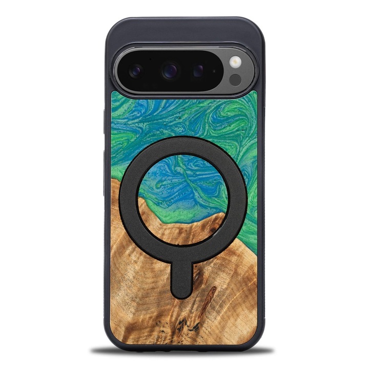 Husa Bewood Unique pentru Google Pixel 9 Pro XL, din lemn si rasina, 100% protectie, multicolor, dimensiuni personalizate