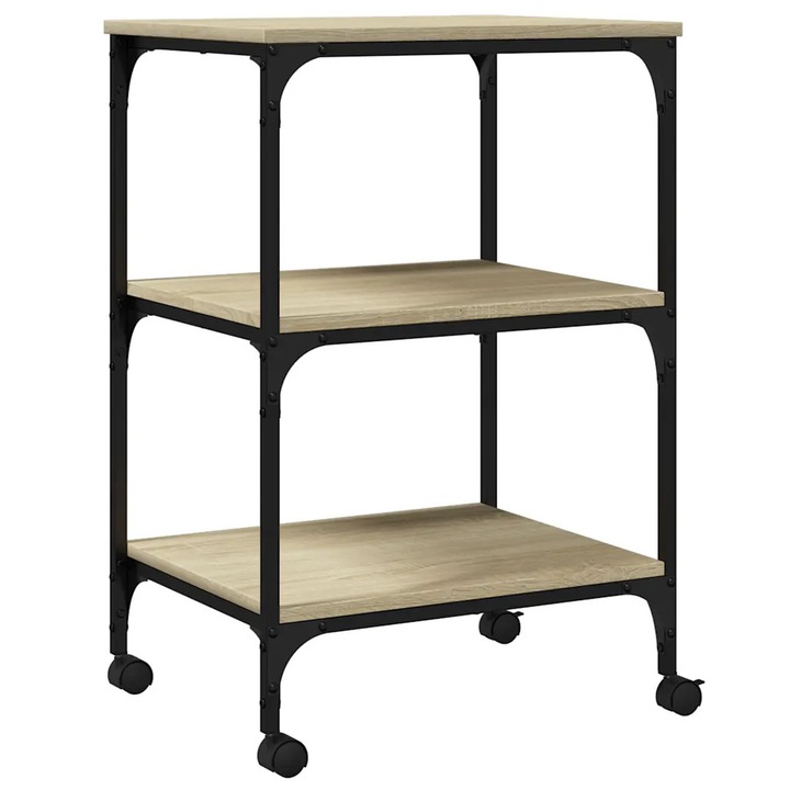 Raft pentru imprimanta, VidaXL, 3 niveluri, 50x41x75 cm, culoare stejar sonoma