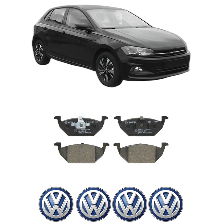 Set placute frana Fata Volkswagen POLO VI (AW1, BZ1, AE1) 1.0 din 2017-2020, KW 48 CP 65 CMC 999, Auto, Bosch, 4 Stickere auto cu Volkswagen